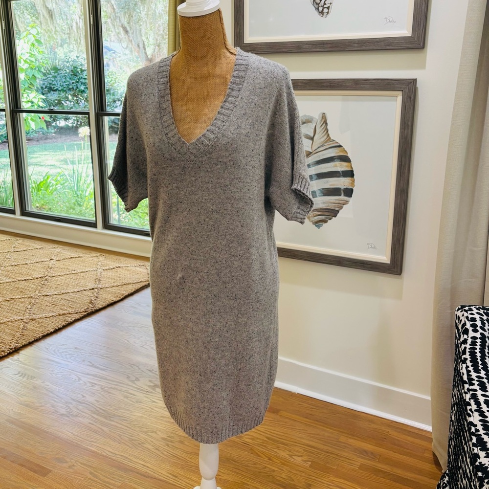 Susana Monaco Charcoal V-Neck Midi Dress